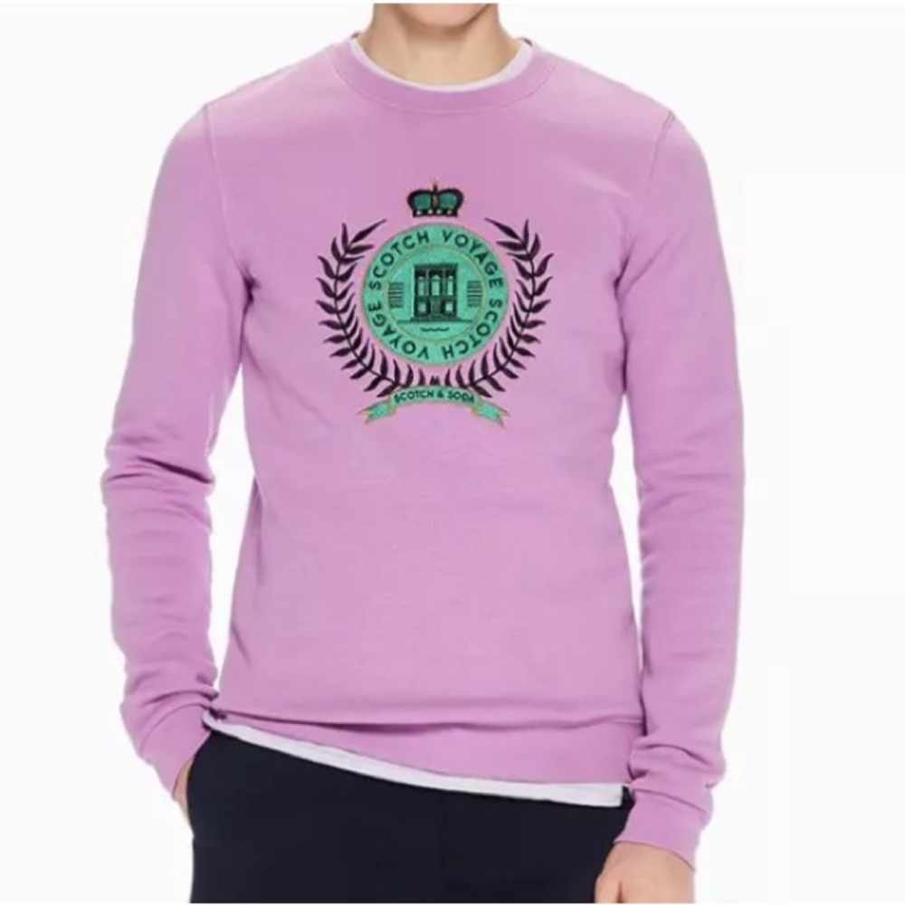 Scotch and Soda Purple Crewneck Logo Embroidered
Sweatshirt XL